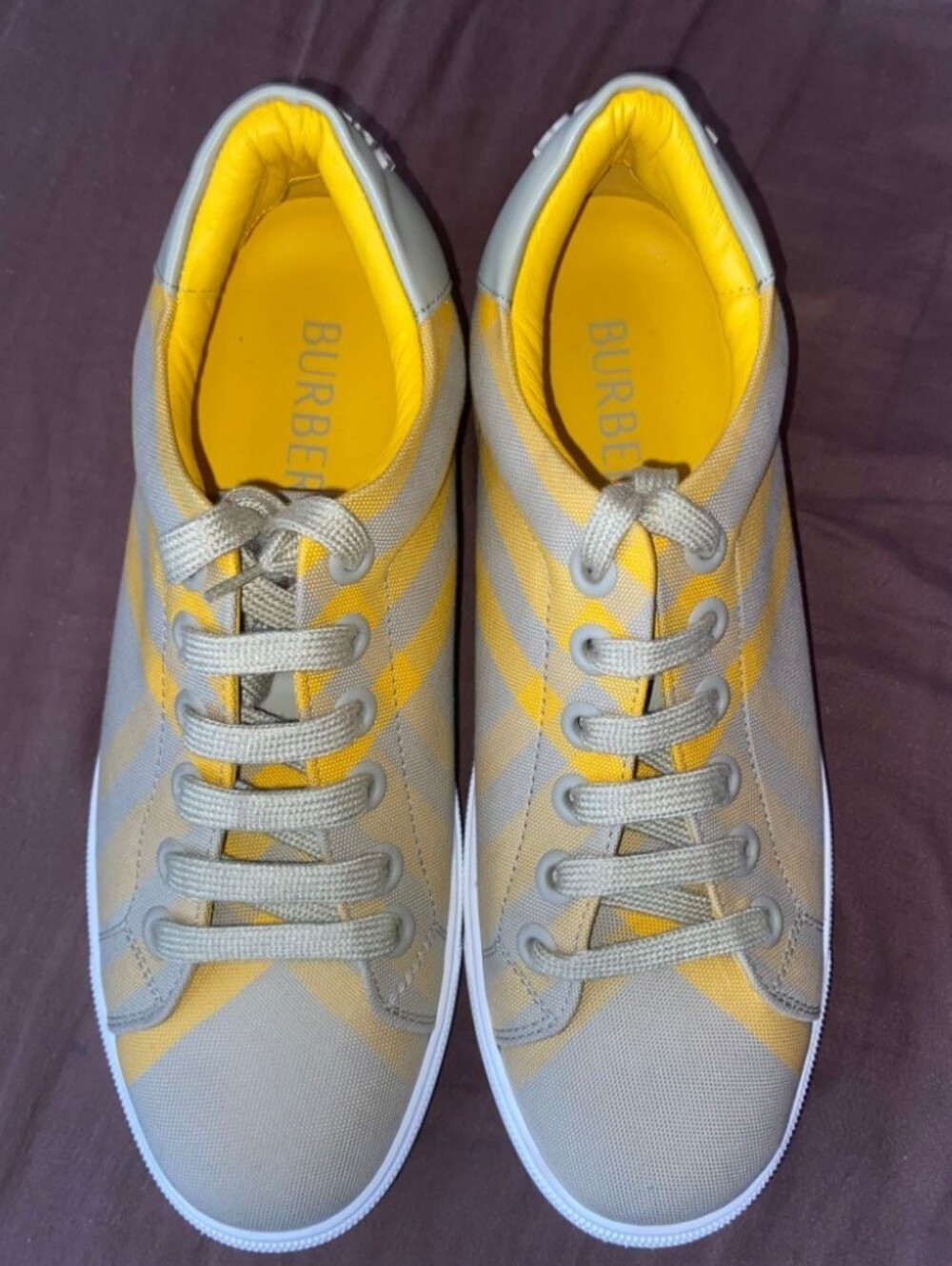 Burberry Yellow & Gray Low Top Sneakers